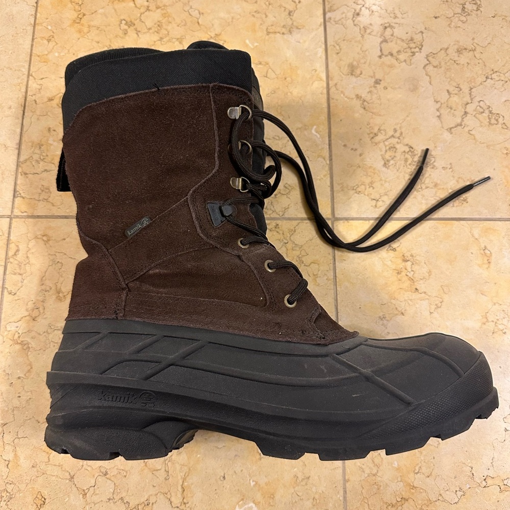 Kamik Brown and Black High-Top Rain & Snow Boots
